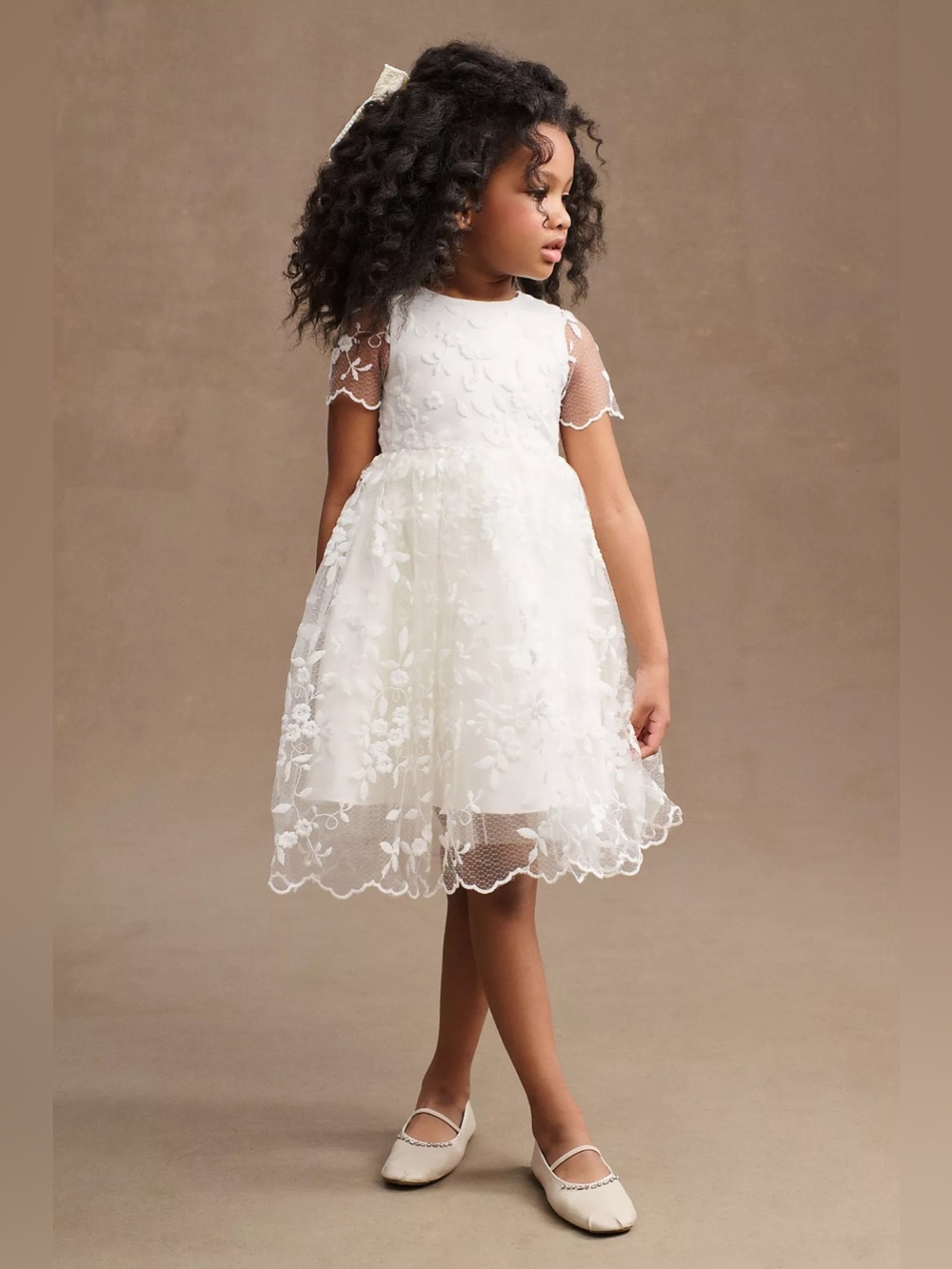 New🌟Anthropologie-Princess Daliana Lindi Lace Piping Crew-Neck Flower Girl Dress